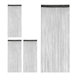 4x Rideau De Fil Noir Brillant