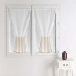 Paire De Vitrages En étamine Bicolore