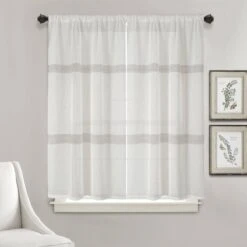 Paire De Vitrages Droits à Rayures