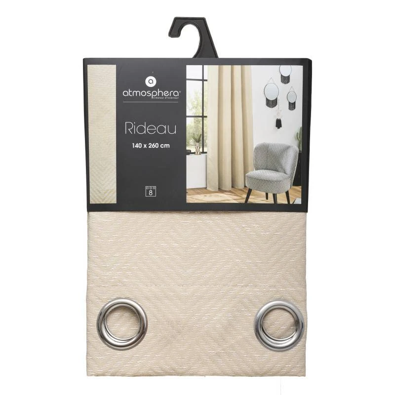 ATMOSPHERA Rideau à œillets Jacquard Geo 4 ATMOSPHERA Rideau à œillets Jacquard Geo – Image 4
