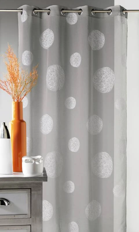 Voilage Polyester Gris/Argent 1 Voilage Polyester Gris/Argent