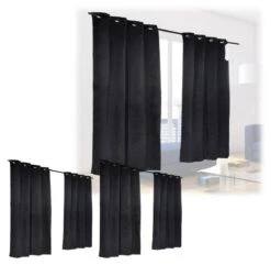 6x Rideaux Noirs Obscurant 245x135 Cm