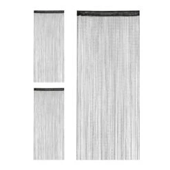 3x Rideau De Fil Noir Brillant