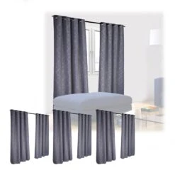 Lot De 8 Rideaux Avec Motifs 245x135 Cm