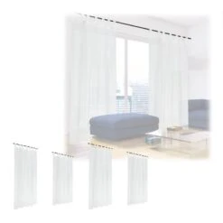 6x Rideaux Voilage Blanc 245 X 140 Cm