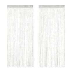 2x Rideau De Fil Blanc Brillant