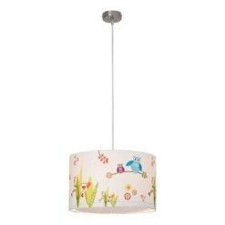 BRILLIANT Suspension Birds -BRILLIANT Soldes Magasin pendelleuchte birds metall textil silber 1 flammig 1400730